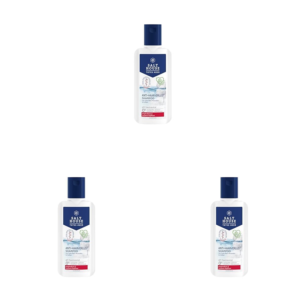 Salthouse Totes Meer Therapie Anti-Haarverlust Shampoo, aktivierendes Coffein für kraftvolles Haar, stärkt Haarwurzeln, 250ml (Packung mit 3)