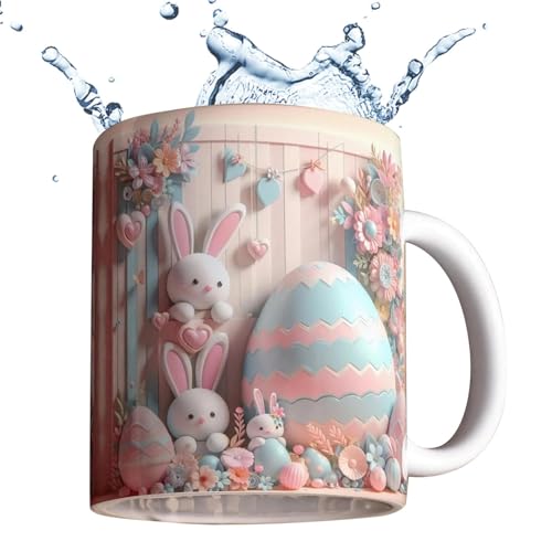 Samuliy Tazas de café de cerámica, taza de café 3D, tazas de conejo de Pascua, taza de animales con gran calibre, suministros de fiesta de Pascua para hombres, mujeres, niños y niñas