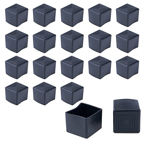 Mcredy Outdoor Chair Leg Protectors Chair Leg Caps Fit for Square Chair Feet Rubber Floor Protectors Inner Size 1 Inch x 1 Inch, Black-20 Pcs