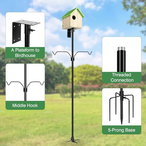 YINGYM 79 Inch Bird Feeder Pole Mount Kit for Outdoors Heavy Duty