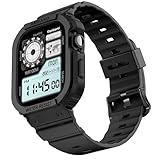 amBand (アムバンド) 頑丈なケース Apple Watch Series 10 11 42mm用 バンド付き 耐衝撃 保護 スポーツバンパーカバー 軽量 快適なストラップ 男女兼用 マットブラック