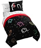Jay Franco Among Us Sounds Suspicious 5 Piece Twin Size Bed Set - Includes Comforter & Sheet Set - Super Soft Fade Resistant Microfiber (Official Among Us Product)