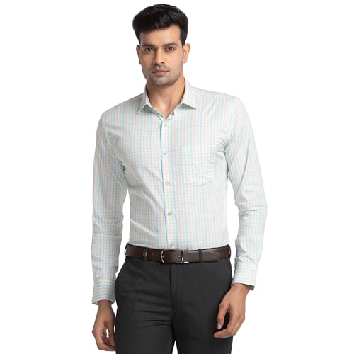 Image of Park Avenue Men's Pure Cotton Checks Pattern Slim Fit Ainsley Collar Full Sleeve Formal Shirt