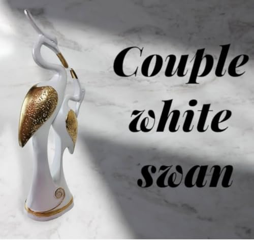 Image of MFC Creation Decorative White and Gold Crane Birds Sculpture, Modern Home Decor Showpiece, Elegant Table Ornament Size (H-36,L-13,B-8 CM)