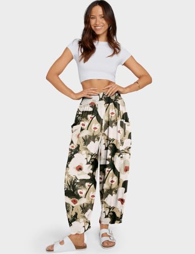 Image of TARSE Women's Linen Wide Leg Pants Baggy High Waist Palazzo Pants