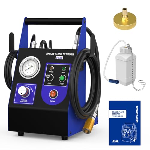 BELEY KFZ Bremsenentlüftungsgerät 220V Auto Pulsierendes Automatisch Bremsenentlüftungsset Elektrischer Bremsflüssigkeitswechsler, mit 1 Hauptbremszylinderadapter, 0.5–2.5 Bar Druck einstellbar