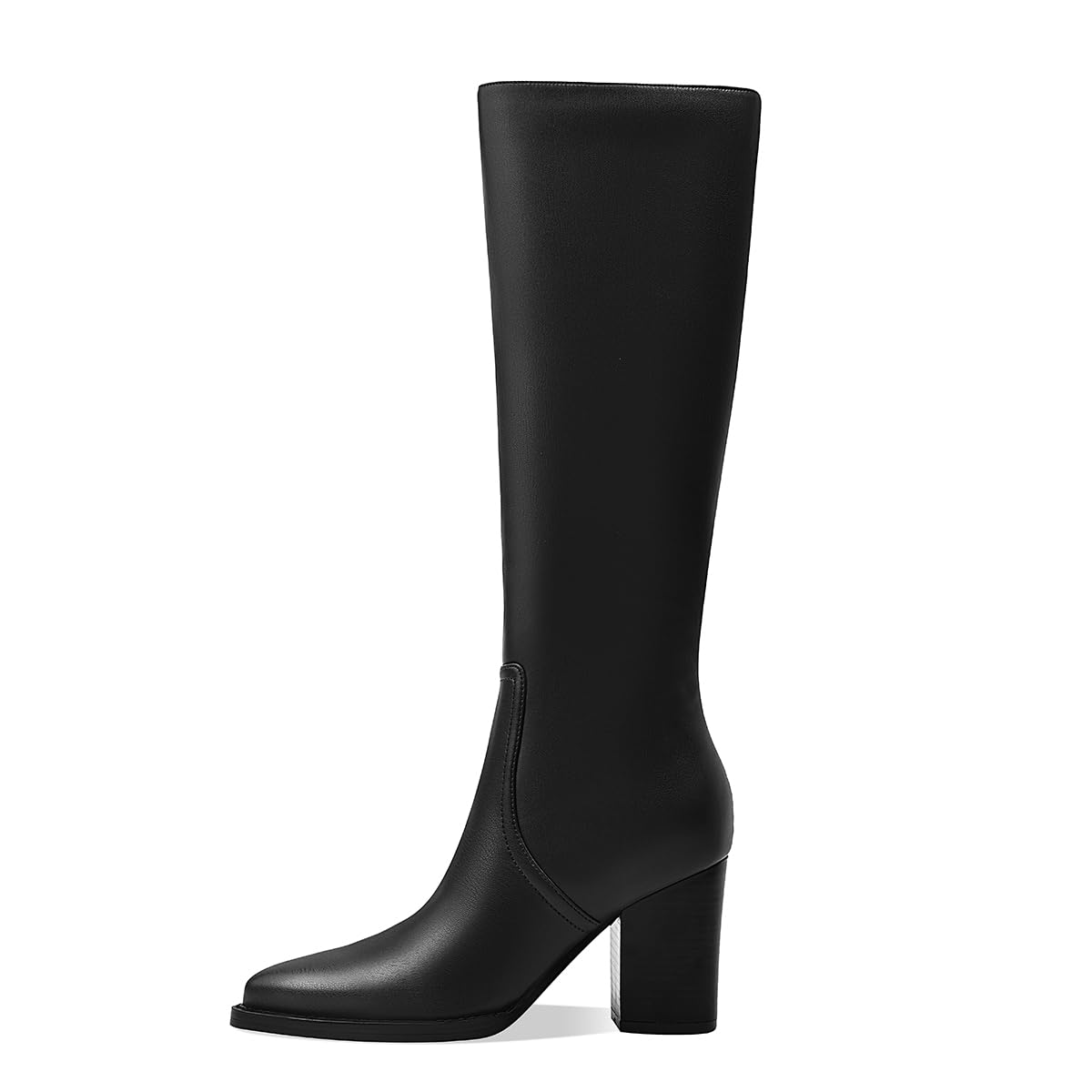 MOTIMODENWomens Knee High Boots Retro Chunky Heel Pointed Toe Pull On Classic Knee High Boots for Women Girls Ladies Retro Tall Boot Winter Fall Fashion Boot