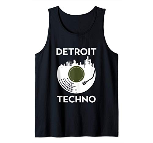 Detroit Techno House Music Festival Skyline Vinyl EDM DJ Tank Top