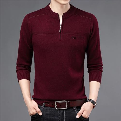 Men's Solid Color Half-high Neck Zipper Pullover Knit Sweater Fashion Casual Warm Business Jumper4