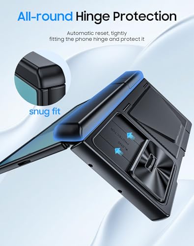 Image of for Samsung Galaxy Z Fold 7 Case with Card Holder RFID Blocking, Built in Slide Lens Cover & Hinge Protection & Kickstand & Screen Protector, Shockproof Wallet Case for Z Fold 7 (Black)