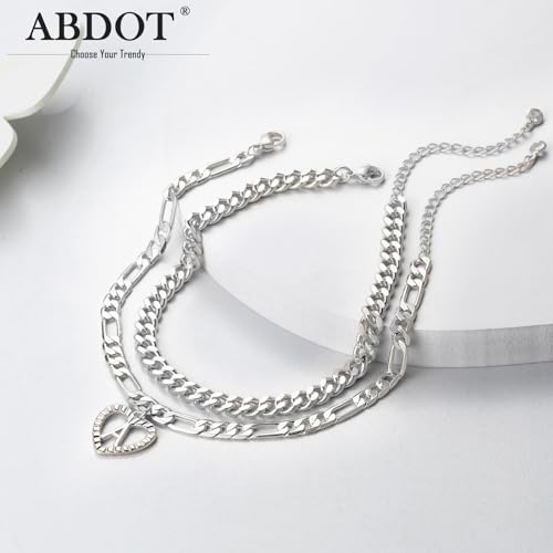 Image of Dainty Gold Ankle Bracelets for Women 14K Gold Plated Heart Initial Anklets for Women Stackable Cuban Figaro Chains Women's Anklets Anklets for Women Waterproof