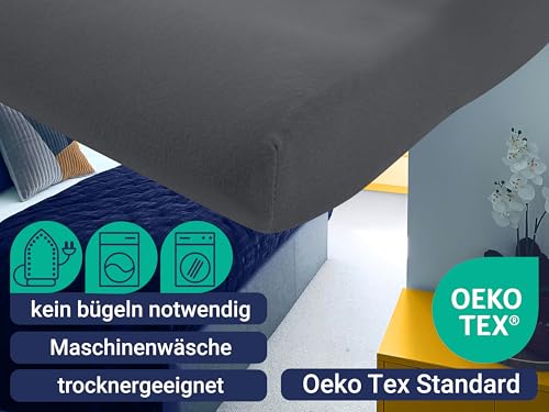 Marie´s Home 2er Pack Kissenbezug für Nackenstützkissen - Kopfkissenbezug für Nackenkissen - Spannbezug und Kissenbezug 1627.2372, M (35-40 x 55-60 cm), anthrazit