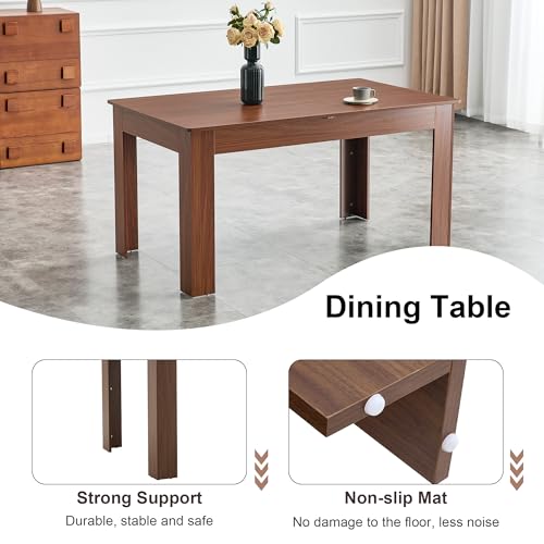 Image of 59 inch-86.6 inch Extendable Dining Table for 4 6 8 10, Modern Wooden Expandable Kitchen Table with 2 Drop Leaves, Space-Saving Rectangular Extending Dinner Table for Kitchen, Dining Room, Living Room, Walnut