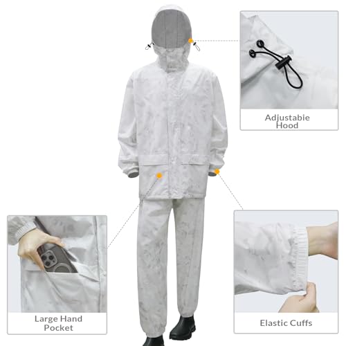 Image of LOOGU Men's Rain Suit - Rain Gear for Men Waterproof, Lightweight Rain Coat, Breathable Mens Rain Jackets Hood and Pants