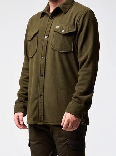 JACK PYKE Polar-Fleece-Hemd, dark olive, L