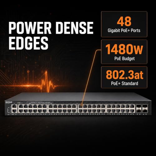 Image of Ruckus ICX8200-48PF2-E2 Managed Switch, 48x Gigabit PoE+, 4x 25GbE SFP28 Uplinks, 1480W PoE Budget, Dual Hot-Swap PSU - Stackable Enterprise Switch, 3-Yr Remote TAC Included, TAA Compliant