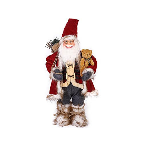 Père Noël en fourrure décoration 45 cm fenêtre maison figurine hiver - 2