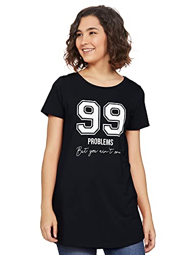 Image of Amazon Brand - Symbol Women's Cotton Stretch Half Sleeve Round Neck Regular Fit T-Shirt (Tunic Length)