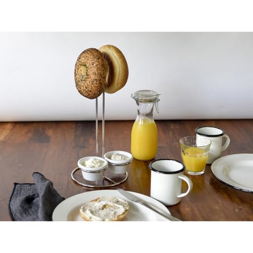 TableCraft 10461 Pretzel and Onion Ring Tower with Ramekin Holders, Stainless Steel, Mirror Finish, 6" x 6" x 12", Holds 3–4 oz Ramekins, 6 per Case, Ideal for Pubs and BBQ Restaurants