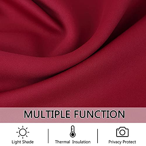 LinTimes Blackout Short Curtains for Bathroom Set 2 Panels Rod Pocket Cafe Tier Curtains Light Blocking Blackout Room Darkening Camper Curtains for Small Windows Kitchen 26x45 Inch Length Red Wine - Image 4