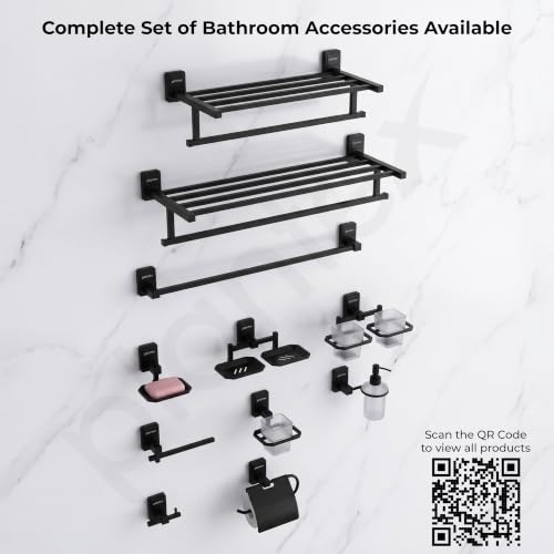 Image of Plantex 304 Garde Stainless Steel Toilet Paper Roll Holder /Toilet Paper Holder in Bathroom /Kitchen /Bathroom Accessories - Darcy (Black)