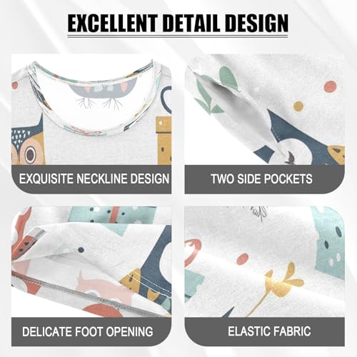 senya Short Sleeve Pajamas Sets Summer Cotton Sleepwear Cute Owls and Gift Boxes4