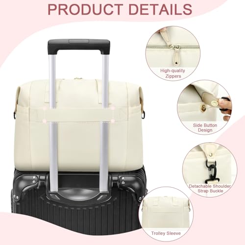 Image of Pritent Diaper Tote, Baby Bags with Pacifier Case, Shoulder Straps, Stroller Clips, Waterproof Mommy Bag - Medium, White