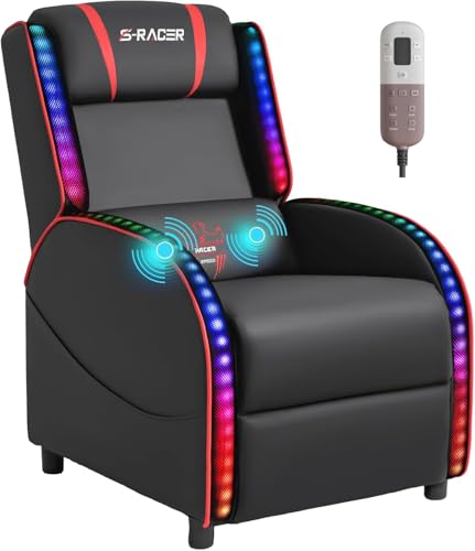Homall LED Gaming Massage Recliner Chair Racing Style Single Living Room Sofa Comfortable Ergonomic...