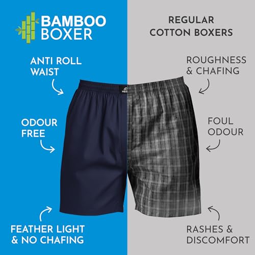 Image of HEELIUM Bamboo Boxers for Men | Odour Free & Breathable Boxer Shorts | 3X Softer Than Cotton | Comfortable & Durable Waistband | Relaxed Fit with Dual Pockets