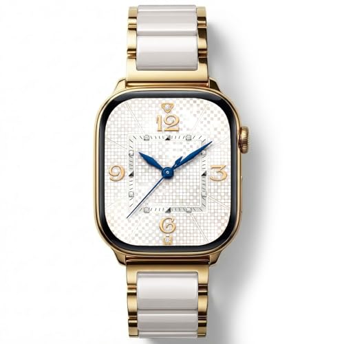 Image of V.R.HOPE Apple Watch Band for Women 38mm 40mm 41mm 42mm Fashion Gold Stainless Steel Metal Strap with Resin Inlay, Fashion Bracelet Compatible with iWatch Series11 /10 /9 /8 /7 /6 /5 /4 /3 /2 /1 /SE (Starlight+Gold)