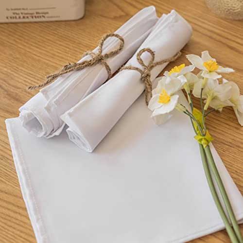 Home Brilliant White Cloth Napkin Set of 12 Reusable Napkins Washable Cocktail Wedding Party Dinner Napkins, 17x17 inch, White