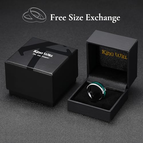 Image of King Will Nature Koa Wood Inlay Tungsten Carbide Wedding Ring 8mm Silver /Black /Gold /Green /Rose Gold /Blue Wedding Band for Men High Polished Anniversary Rings Comfort Fit Size 6-15