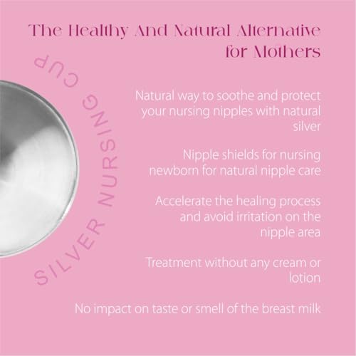 Image of The Original Silver Nursing Cups 999 Silver - Nipple Shields for Breastfeeding Newborn - Nipple Covers - Soothe and Protect Sore Nipples (TriLaminate Silver XL)