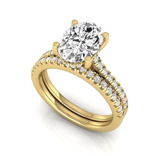 IGI Certified 2.50 Carat Oval Lab Grown Diamond (2 Ct, F, VS2) 14K Gold Womens Bridal Wedding Ring Set2