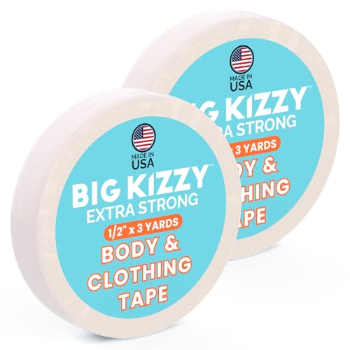 Image of Big Kizzy Extra Strong Body and Clothing Tape Roll (1 /2 inch x 3 yds, 2-Pack)