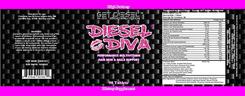 Diesel Diva Hair Skin and Nails Improved Growth by GET Diesel with Fo-Ti, MSM, Biotin, Ginseng, Rhodiola and Antioxidants