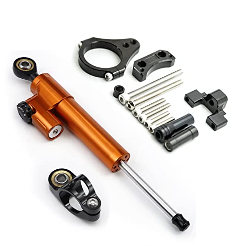 Amortisseur de direction pour scooter Kugoo G-booster CNC - Stabilisateur de direction de moto - 50 mm - Kit de support de montage - Orange