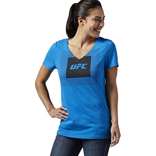 T-shirt Reebok UFC femme bleu col v en maille triblend ultra douce s