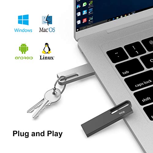 Aiibe 64Gb Flash Drive 2 Pack Metal Usb Drive Thumb Drive 64 Gb Usb 2.0 Memory Stick Waterproof Usb Flash Drive Portable Jump Drive Zip Drives With Keychain (64G, 2 Colors: Black Silver) #TOP2