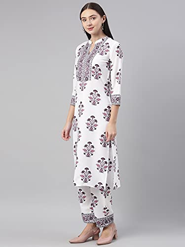 Image of Vaamsi Women's Poly Crepe Floral Block Printed Straight Kurta Pant With Dupatta
