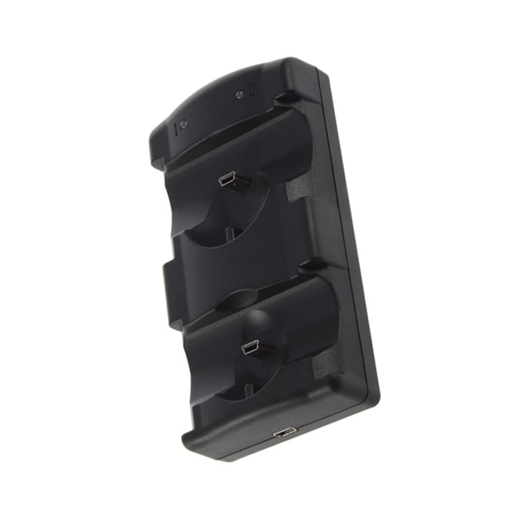 PS3/PS3 Move 2-in-1 Handle Cargador PS3 Controlador inalámbrico Dual-Seat Cargador PS3 Move Dual Docking Station Cargador con Cable de Carga-Negro