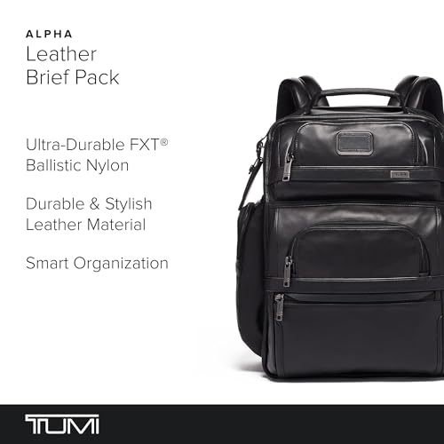 Image of TUMI - Alpha 3 Leather Brief Pack - 15 Inch Computer Backpack for Men and Women - Black