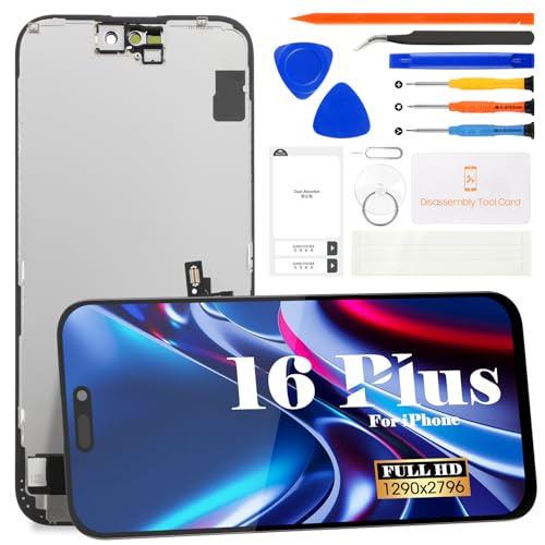 Incell for iPhone 16 Plus LCD Display for iPhone 16 Plus A3290 Screen Replacemet for iPhone 16 Plus A3082 A3289 A3291 Touch Screen Digitizer Display Assembly Repair Kits Without Frame(Black) 6.7