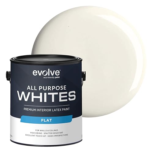 EVOLVE All Purpose Whites Paint & Primer, Flat (Alabaster), 1 Gallon – Interior Latex, Excellent Touch-Up, High Hiding, Durable Paint for Walls & Ceilings