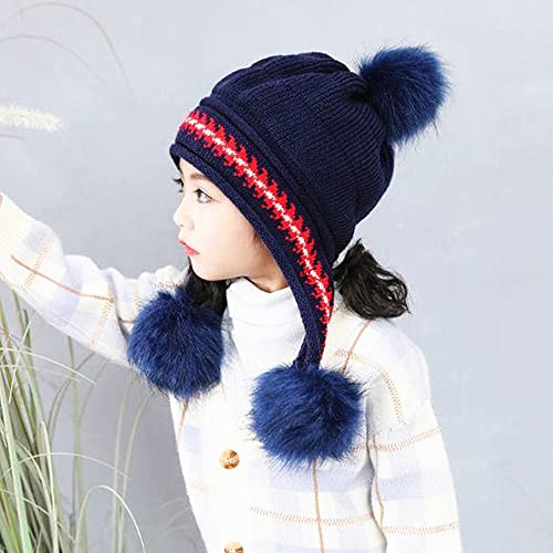 XYX Girls Winter Warm Elastic Soft Ear Protection Knitted Sherpa Ski Hats Fleece Lined Peruvian Cover Ears Beanie Hat2