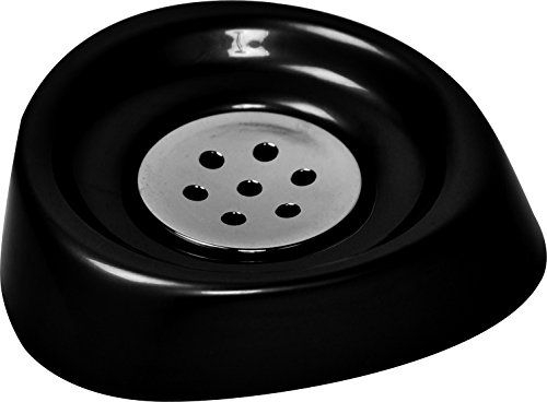 Evideco N100 Moderne de Salle de Bain Porte-Savon Porte-gobelet avec Plateau Chrome, Noir, 4.92" L X 4.92" W X 0.98" H Cover
