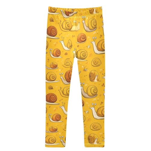 Cute Orange Yellow Snail Girls Leggings Kids Yoga Pants Dance Active Tights 4T