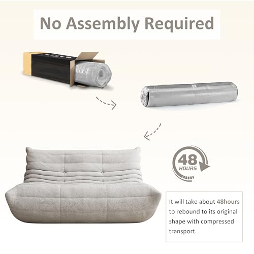 Image of Bean Bag Chairs for Adults, Memory Foam Reading Bean Bag Sofa Chair with Faux Fur Filler, Fireside Floor Gaming Chairs for Living Room, Bedroom and Office (Gray, Loveseat)