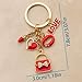 MyfavoriteK Red Lipstick Chic Keychain for Women Stylish Fashion Purse Charm with Love Heart Lips & Bag Pendant Key Ring (Half Heart)