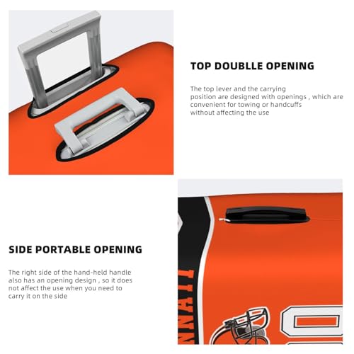 Image of Custom Cincinnati Luggage Cover Personalized Football Style Suitcase Cover with Name Number Customized Washable Elastic Sports Travel Suitcase Protector for Business Vacation Gifts